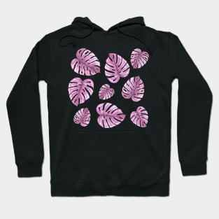 Pink monstera leaves Hoodie